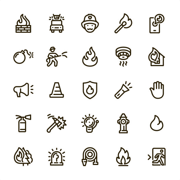 消防部门像素完美线性图标图片下载