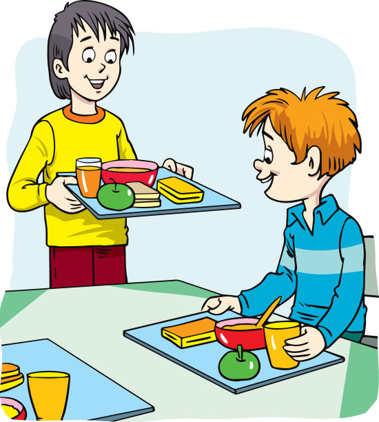 孩子们在学校餐厅吃午饭图片下载