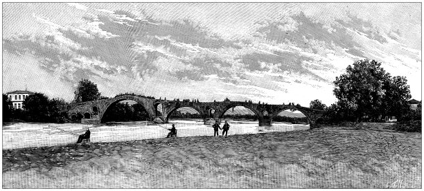 古董插图:希腊阿尔塔桥图片下载