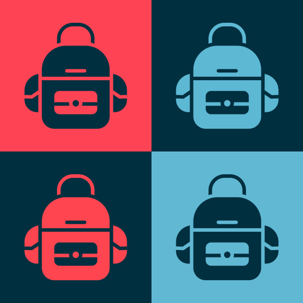 流行艺术学校背包图标孤立的颜色图片下载