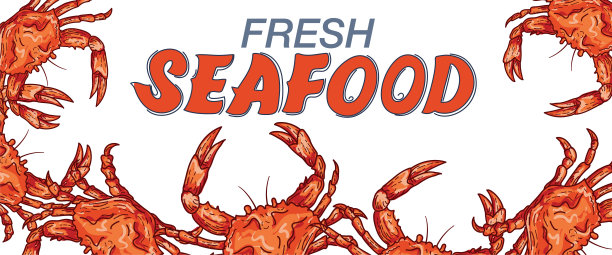 新鲜海鲜狭窄的旗帜为社会媒体-螃蟹图片下载