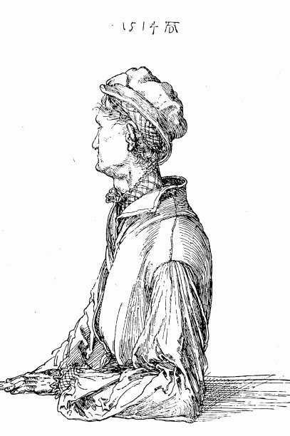 男子书房由Albrecht Dürer，倚桌，腰向上，侧视图片下载