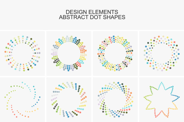 抽象的彩色圆点形状集设计图片下载