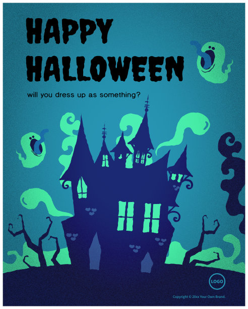 万圣节鬼屋城堡主题派对邀请函背景图片下载