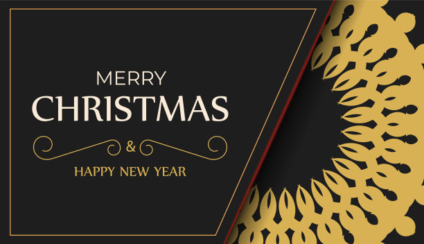 节日宣传册欢乐新年在黑色图片下载