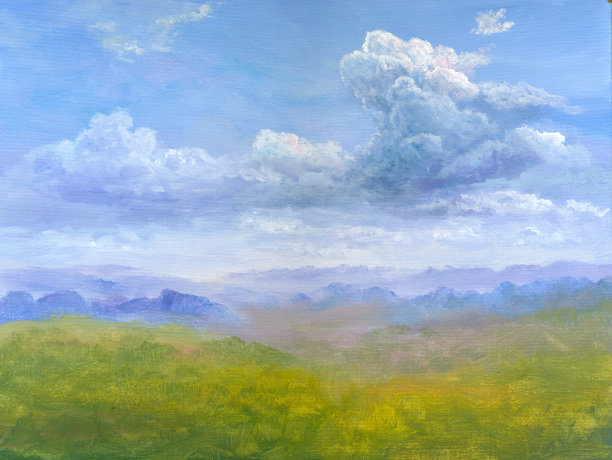 夏日乡村，绘画图片下载