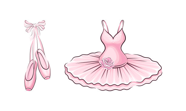 芭蕾舞者配件设置粉红色的尖和芭蕾舞裙图片下载