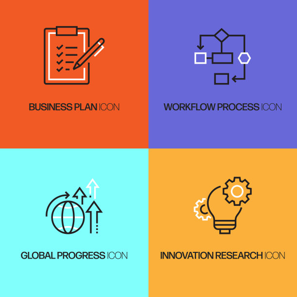 现代业务相关线图标。向量符号说明。图片下载