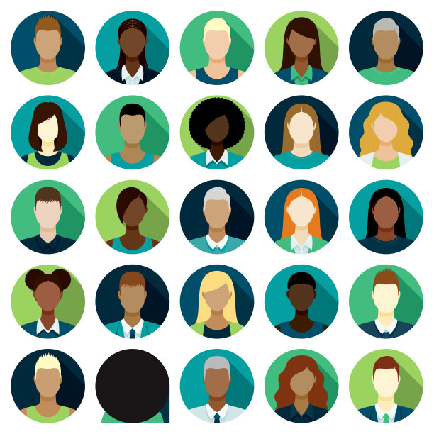 男性和女性角色图标集图片下载