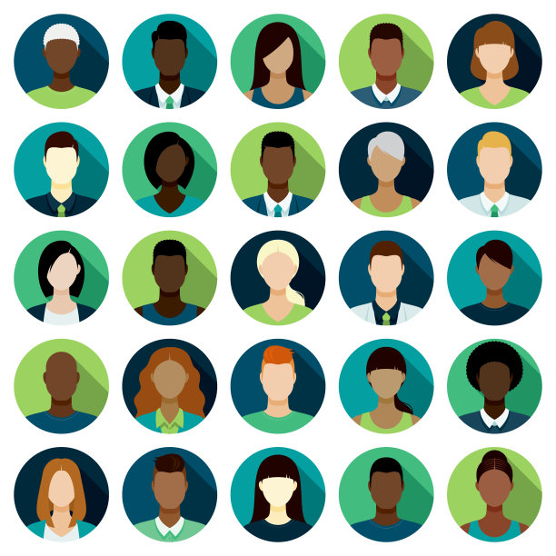 男性和女性角色图标集图片下载