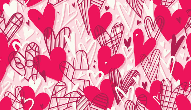 无缝的心形图案在粉红色的背景图片下载