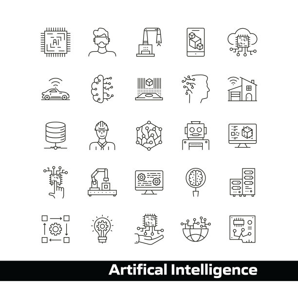 人工智能矢量绘制图标在48px网格与1px笔画宽度。信息图形、移动和网络等。图片下载