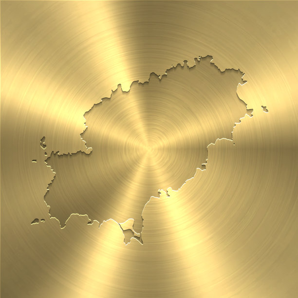 伊比沙地图上的金色背景-圆形拉丝金属纹理图片下载