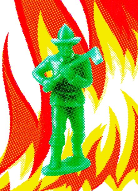 绿色消防队员的火焰图片下载