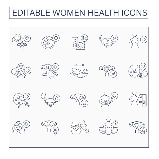 女性健康线图标设置图片下载
