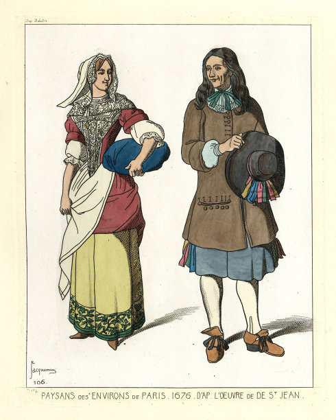 来自巴黎郊区的农民，1676年，17世纪的时尚图片下载