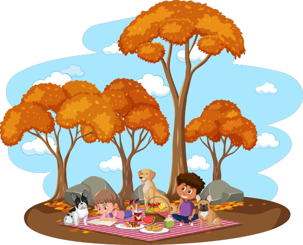 孩子们和许多人在公园里野餐图片下载