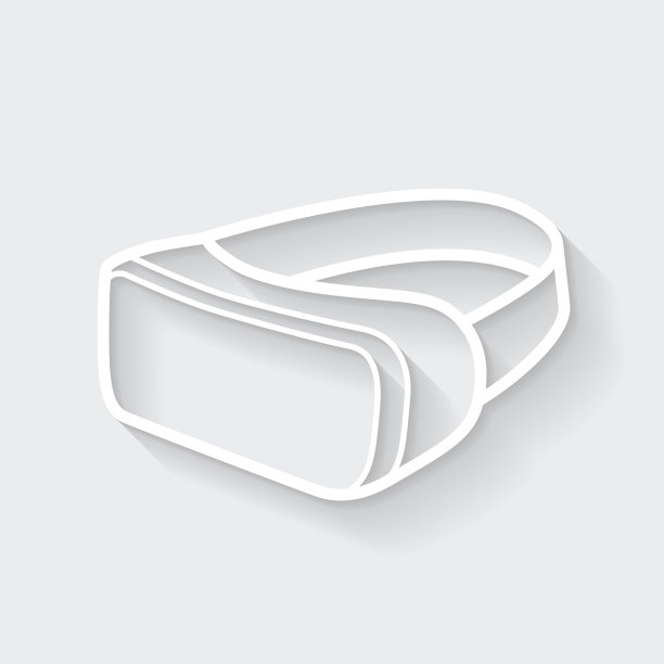 虚拟现实耳机- VR。图标与空白背景上的长阴影-平面设计图片下载
