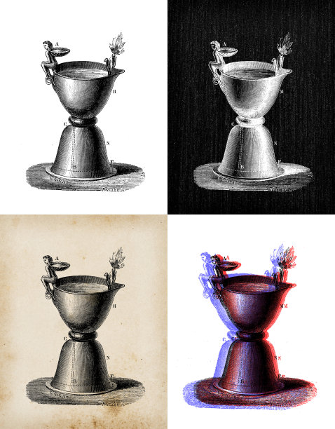 科学发现的古玩插图，照明设备图片下载