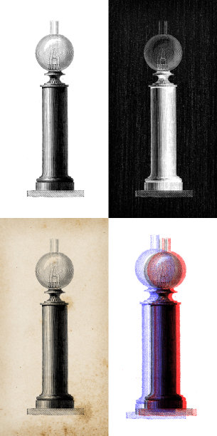 科学发现的古玩插图，照明设备图片下载