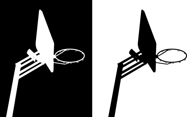 黑白篮球框图片下载