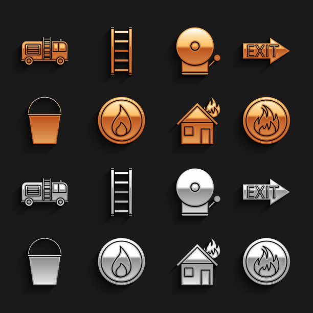 在燃烧的房屋铲斗中设置火焰出口图片下载