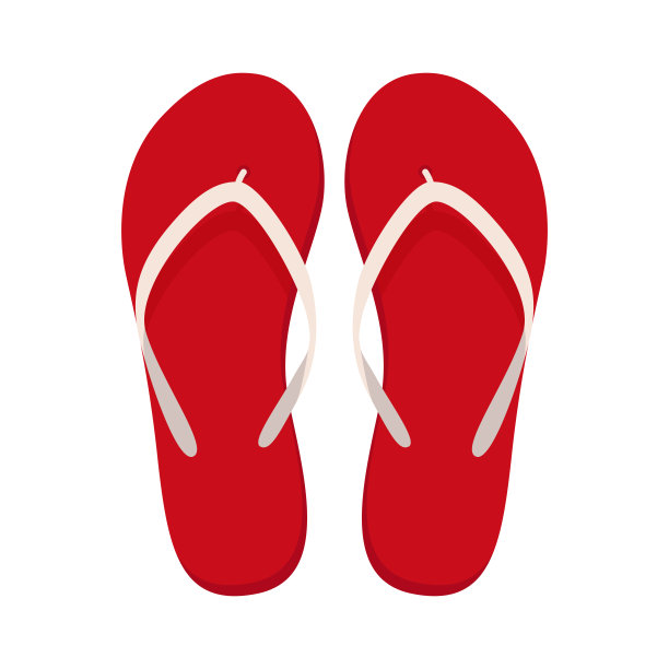一双沙滩拖鞋。夏天拖鞋。平面向量插图图片下载
