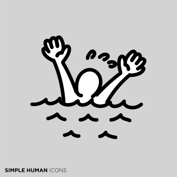简单的人类图标系列“溺水者”图片下载