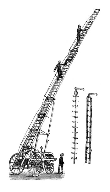 1898年消防员用水泵车灭火图片下载