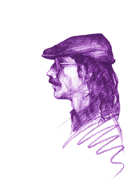 插图铅笔画肖像轮廓与胡子和胡子在白色背景时髦的男人图片下载