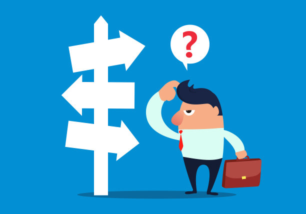 商人站在街道指示牌前不知所措图片下载