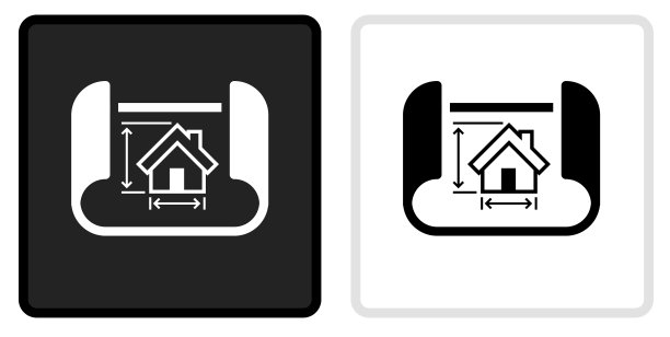 建筑蓝图图标上的黑色按钮与白色翻转图片下载
