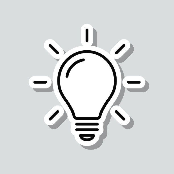 灯泡。图标贴纸在灰色背景图片下载