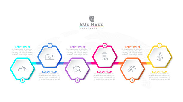 矢量插图，信息图形设计，模板，营销，信息，6个选项或步骤图片下载