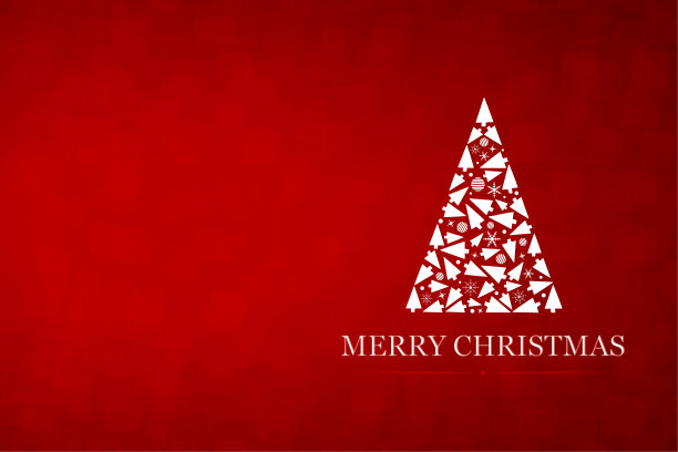 水平矢量插图的一个创造性的深红色栗色酒颜色的背景与一个创造性的三角形形状的白色圣诞树制成的圣诞装饰品图片下载