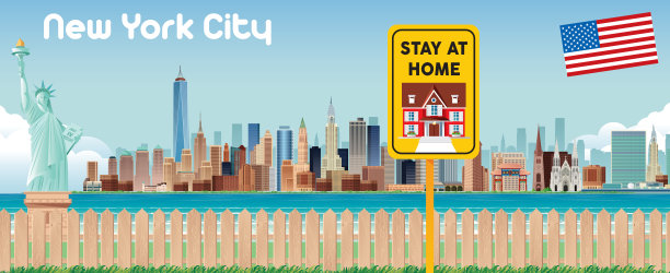 纽约市和呆在家里的标志图片下载