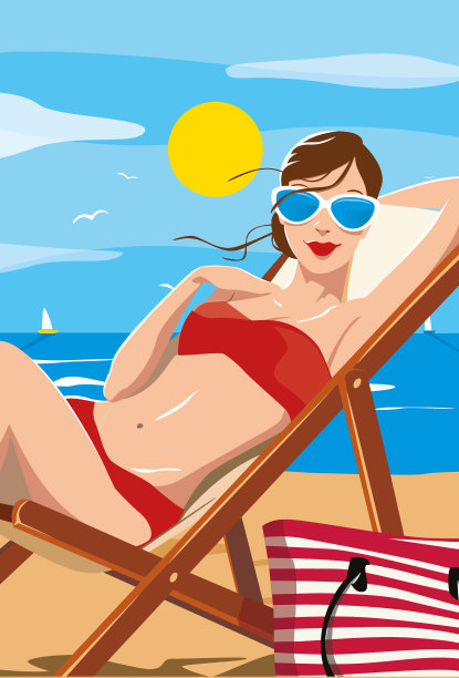 穿着比基尼日光浴的漂亮女人图片下载