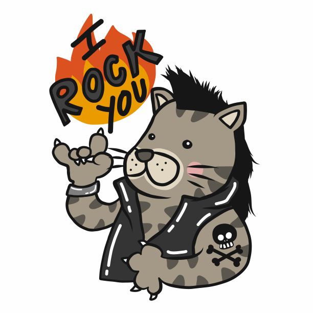 我摇你，摇虎斑猫卡通矢量插画图片下载