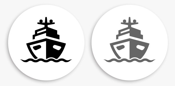 船黑白圆形图标图片下载