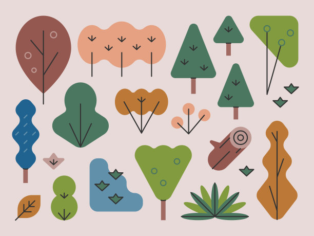 林地树木和植物-亮线系列图片下载