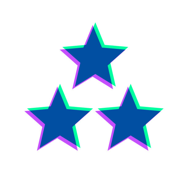 三颗星。图标与两种颜色叠加在白色背景上图片下载