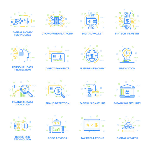 金融科技行业图标集图片下载