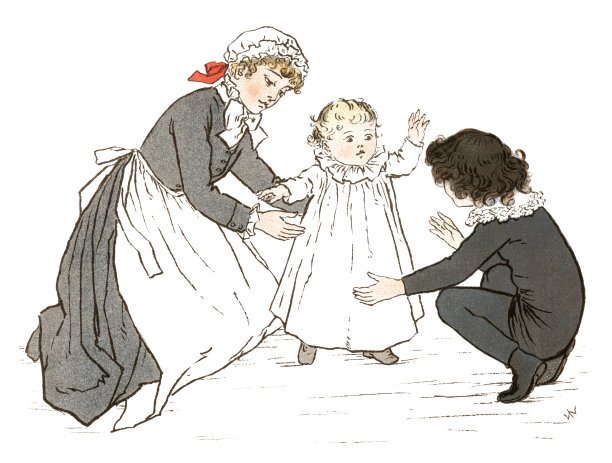 维多利亚时代带着一个婴儿和一个小男孩的保姆图片下载