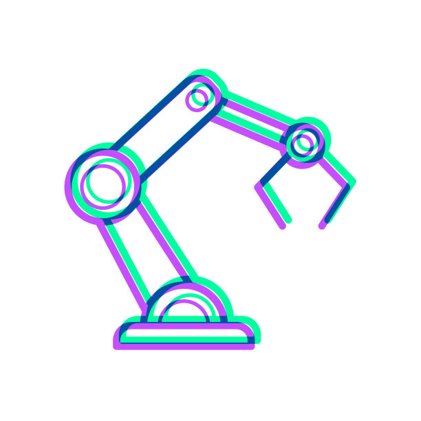 机械手臂。图标与两种颜色叠加在白色背景上图片下载