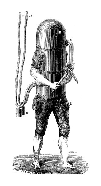 科学发现的古董插图:深海潜水图片下载