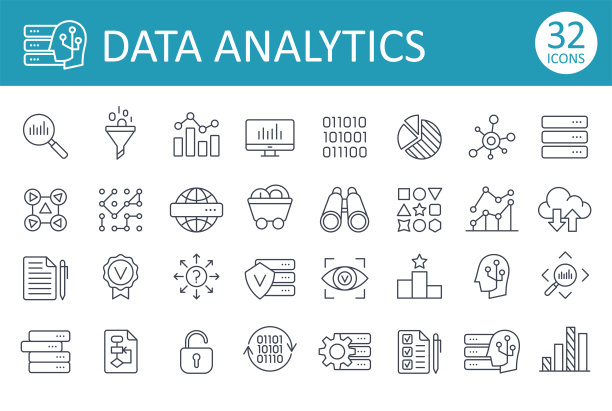 数据分析线图标-向量图片下载