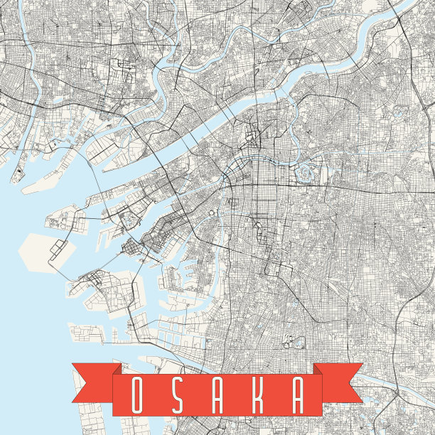 日本大阪矢量地图图片下载