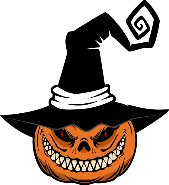 万圣节南瓜在女巫帽设计元素为图片下载