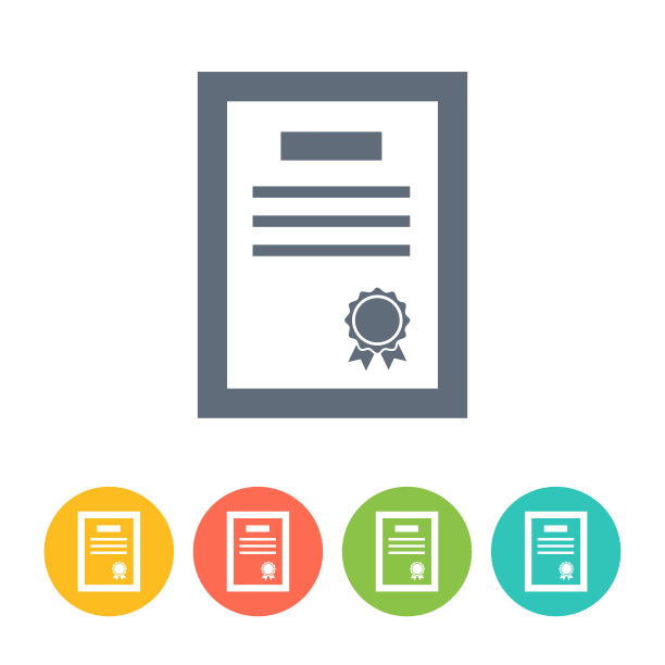 证书奖励平面图标-彩色插图图片下载