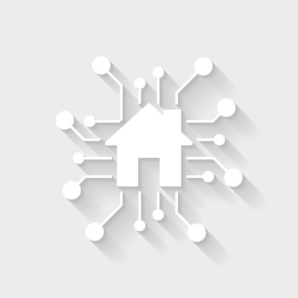 智能家居。图标与空白背景上的长阴影-平面设计图片下载